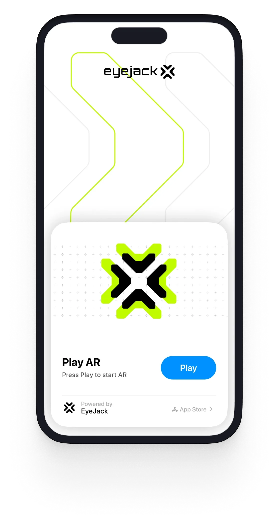 Mockup of EJX AppClip launching on iOS